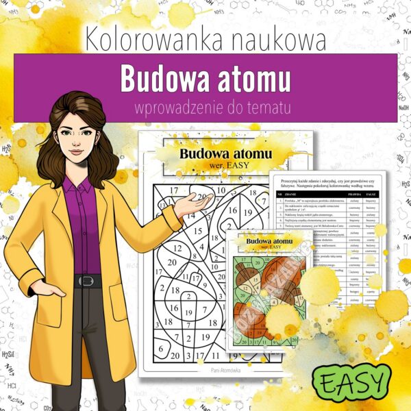 Budowa atomu: Budowa atomu - Kolorowanka naukowa (chemia, kl 7)