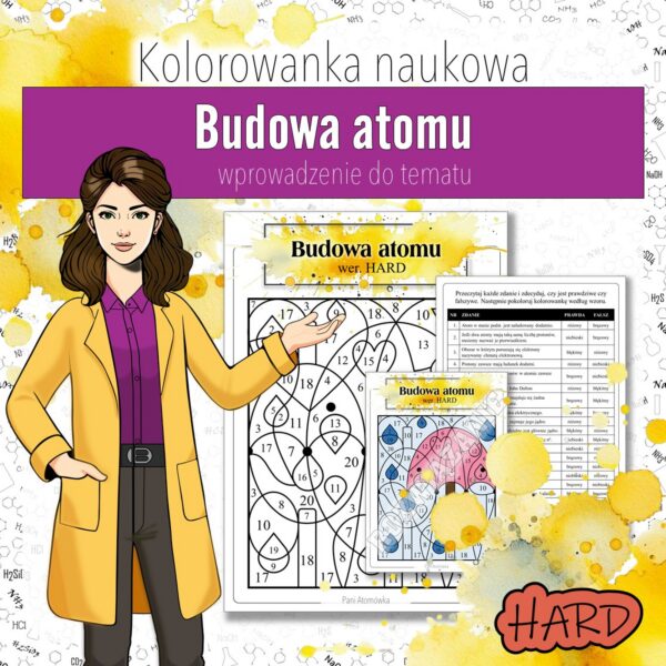 Budowa atomu: Budowa atomu - Kolorowanka naukowa (chemia, kl 7)