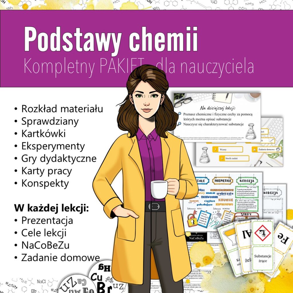 PAKIET materiałów dydaktycznych z chemii (nauka chemii, klasa 7)