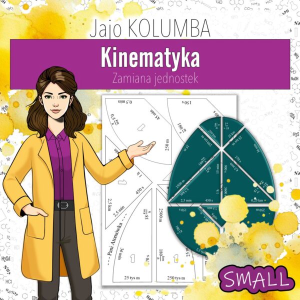 Okladka_Jajo_Kolumba_Kinematyka_Zamiana_jednostek Kinematyka: Zamiana jednostek czasu, drogi i prędkości - Tangram, Jajo Kolumba (fizyka, kl 7). Wielkanoc.
