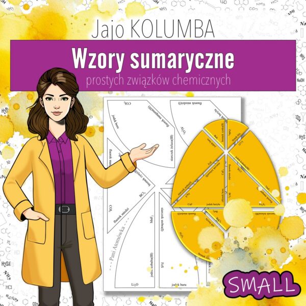 Okladka_Jajo_Kolumba_Wzory_sumaryczne_SMALL Wiązania i wzory: Wzory i nazwy prostych związków chemicznych - Tangram, Jajo Kolumba (chemia, kl 7). Wielkanoc.