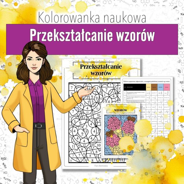 Okladka_Kolorowanka_Przeksztalcanie_wzorow Podstawy fizyki: Przekształcanie wzorów - Kolorowanka naukowa (fizyka, kl 7). Walentynki.