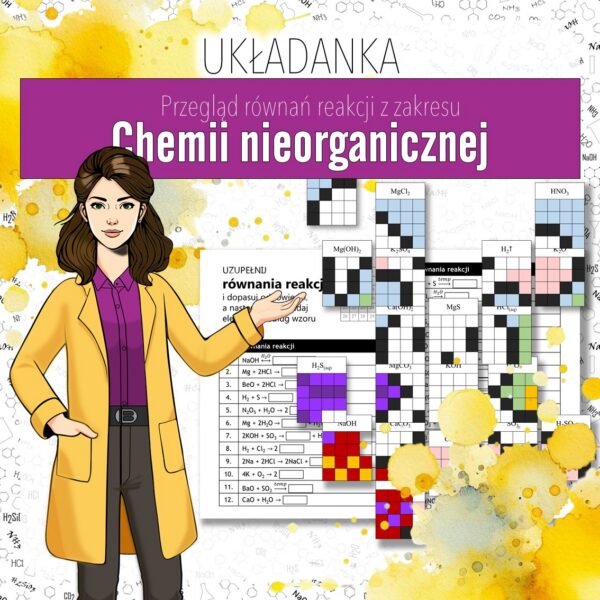 Chemia nieorganiczna: Reakcje związków nieorganicznych - Układanka (chemia, kl 8). Wielkanoc.