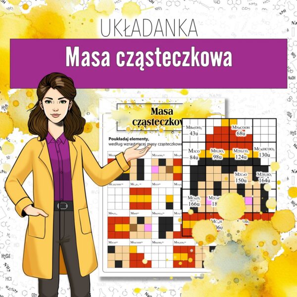 Równania i obliczenia chemiczne: Masa cząsteczkowa - Układanka (chemia, kl 7). Christmas.