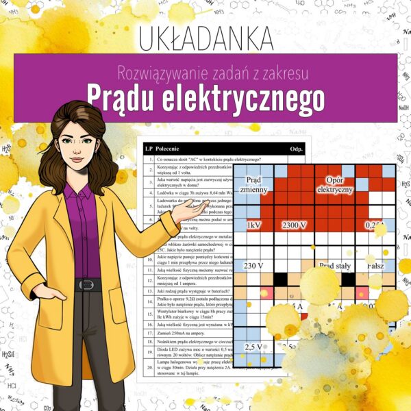 Okladka_Ukladanka_Prad_elektryczny Prąd elektryczny: Rozwiązywanie zadań - Układanka (fizyka, kl 8). Christmas.