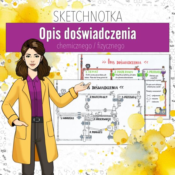 Podstawy chemii: Opis doświadczenia chemicznego – Sketchnotka (chemia, kl 7).