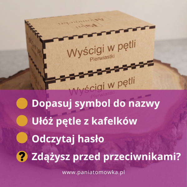 Podstawy chemii: Szkło laboratoryjne, piktogramy – Gra dydaktyczna z drewna, Wyścigi w pętli (chemia, kl 7).