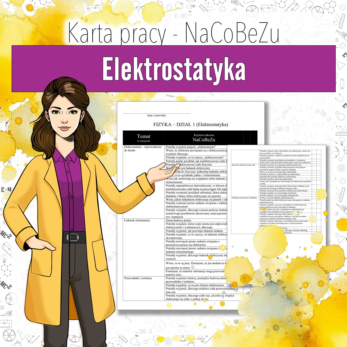 Kryteria sukcesu - fizyka klasa 8, dział 1 | NaCoBeZu do działu Elektrostatyka