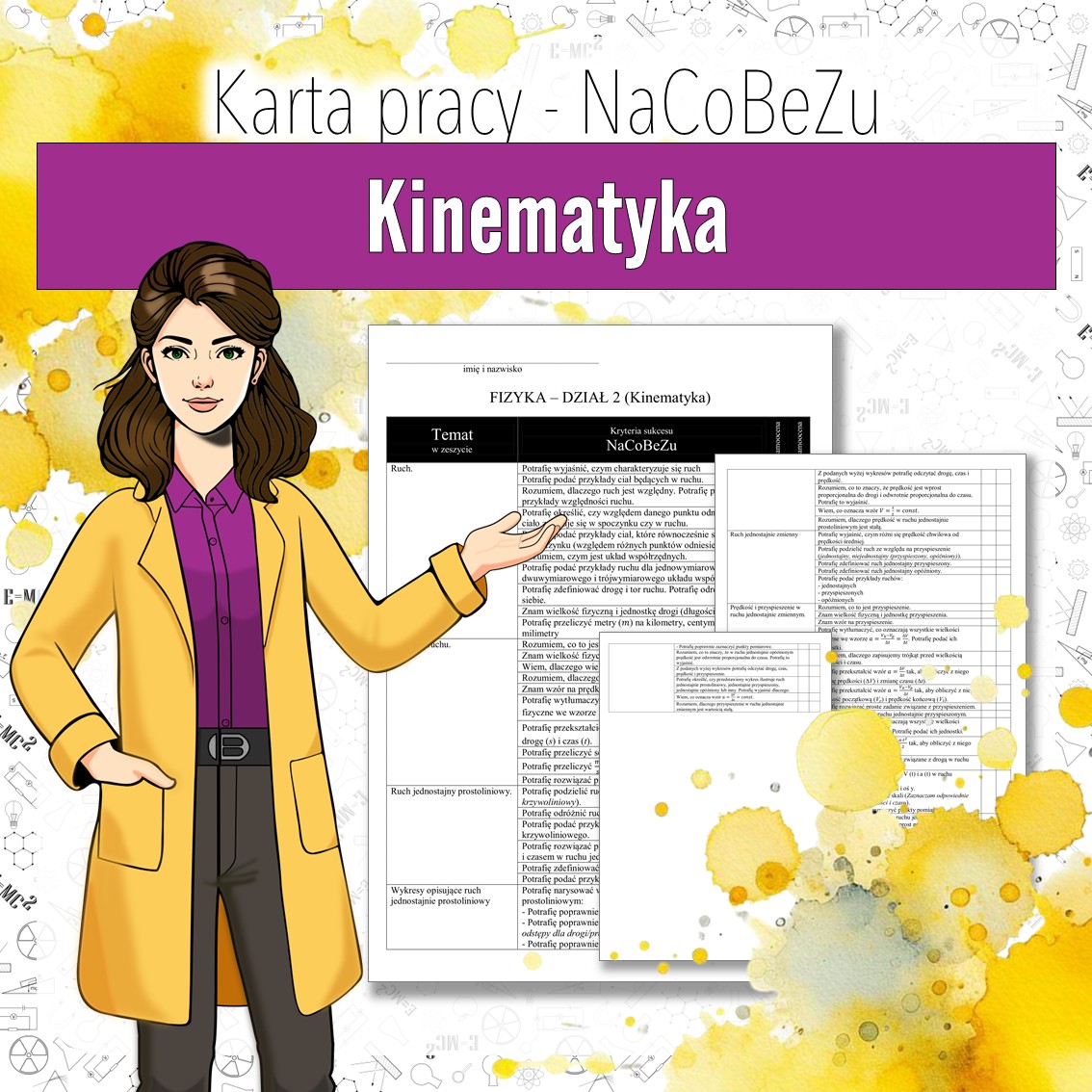Kryteria sukcesu - fizyka klasa 7, dział 4 | NaCoBeZu do działu Kinematyka